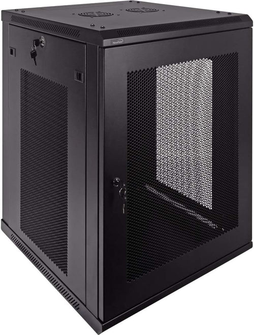 15U Wallmount IT Cabinet Enclosure 19-Inch Server Network Rack with Locking Perforated Door Black L85451