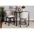 Light Beige Fabric and Espresso Brown Finished Wood 2-Piece Swivel Counter Chair L257974