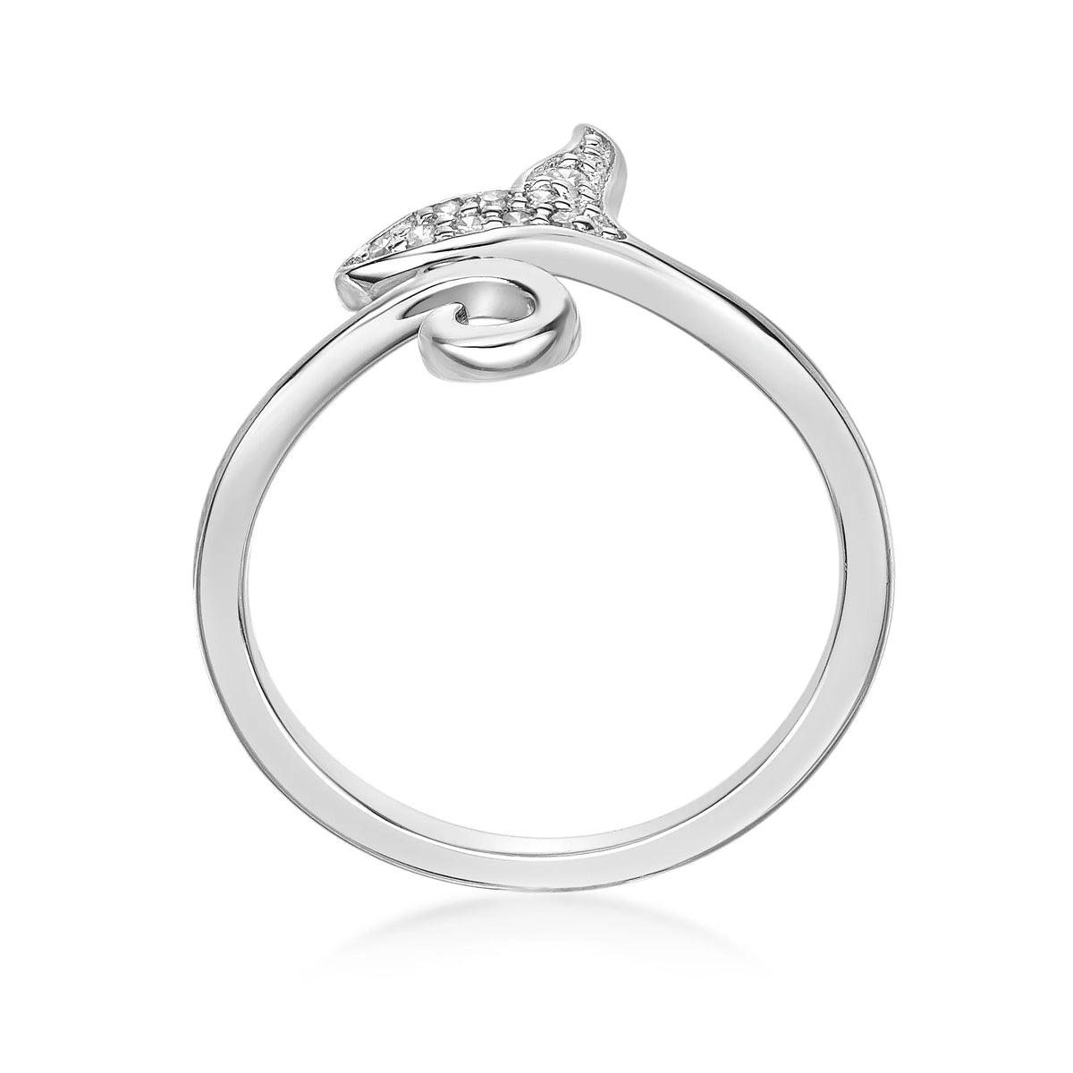 0.04 Carat Natural Diamond Dolphin Tail Open Toe Ring in 925 Sterling Silver S931
