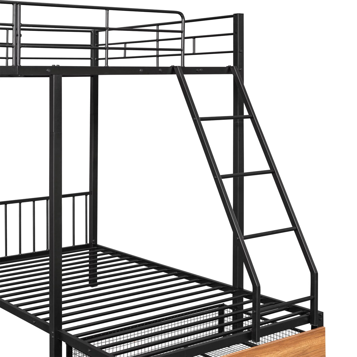 Black Metal Triple Bunk Bed with Drawers J3815