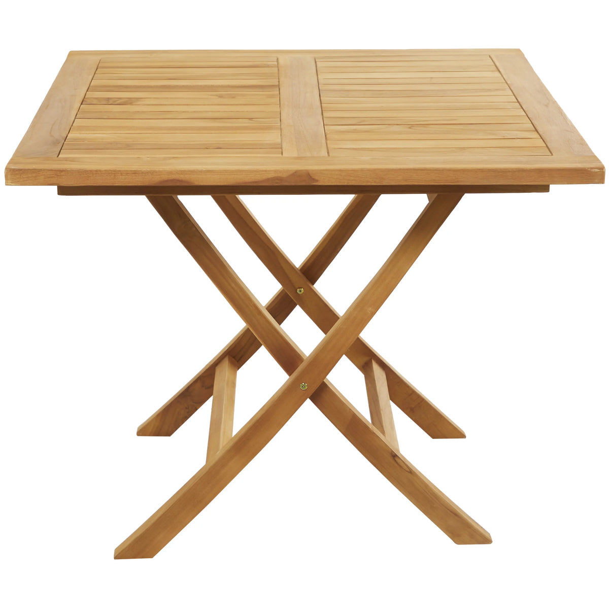 36" x 30" Brown Teak Wood Slatted Outdoor Dining Table N13349