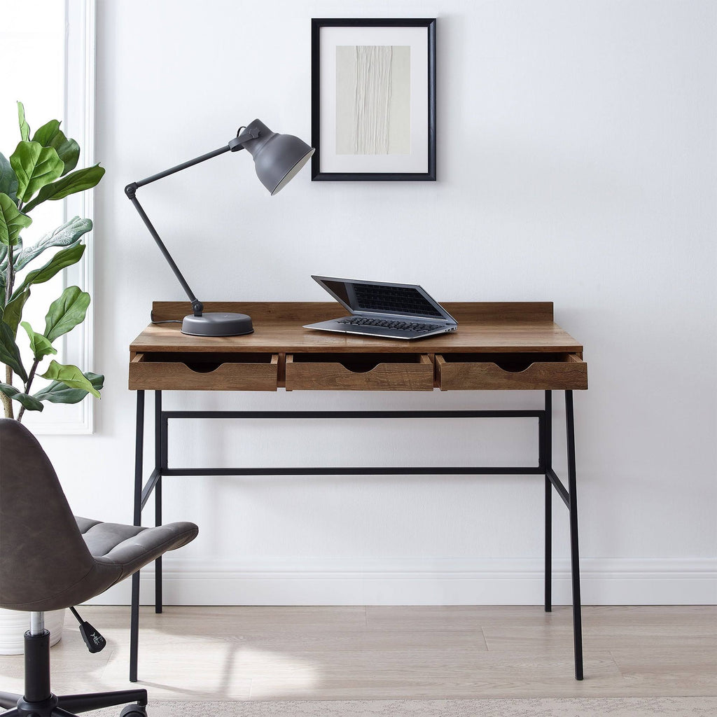 Dark Walnut 3-Drawer Writing Desk X762253