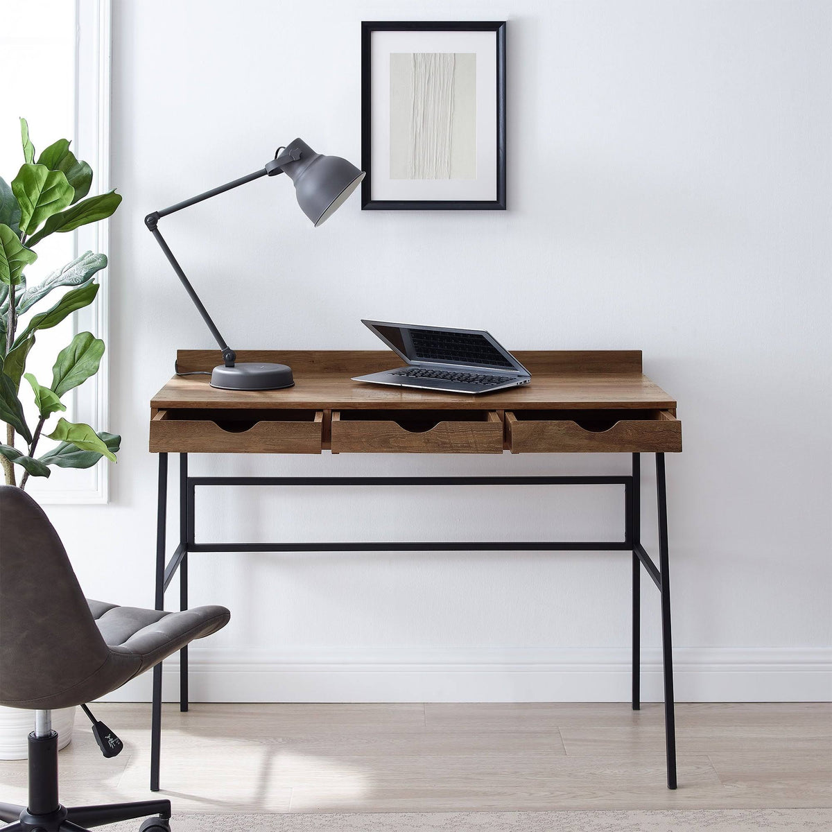 Dark Walnut 3-Drawer Writing Desk X762253