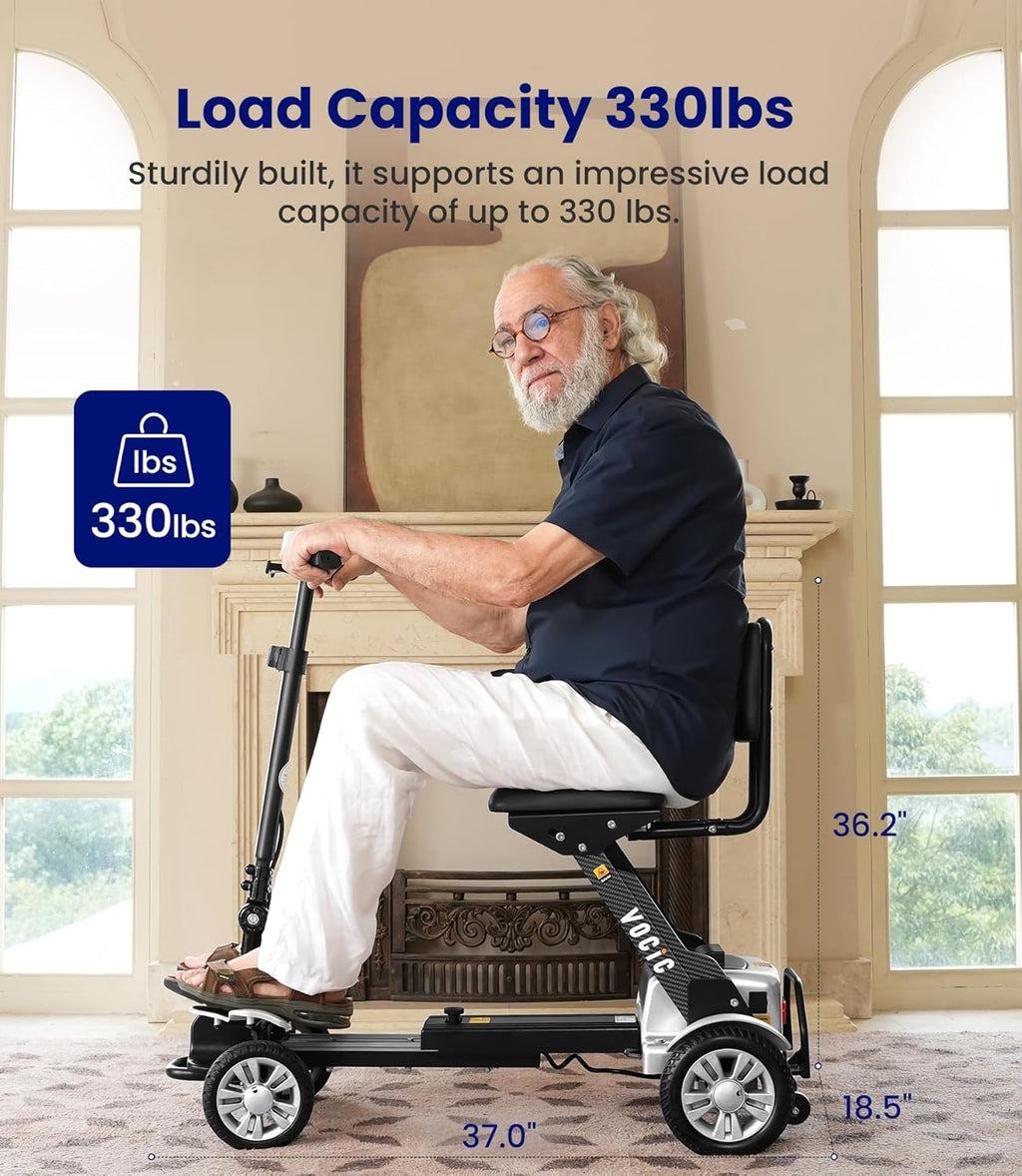 Mobility Scooter Carbon Fiber Lightweight 4 Wheel Electric Scooter with Seat V62810