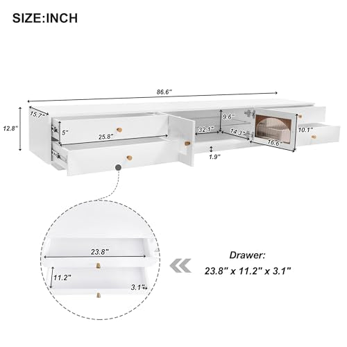 Black TV Stand with Open Storage Shelf and Drawers O7455