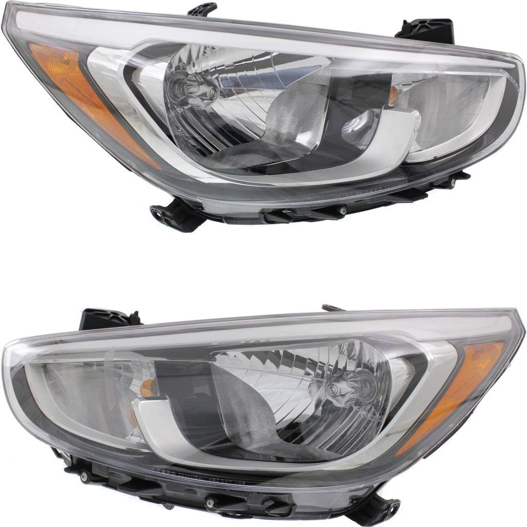 2015 2016 2017 Hyundai Accent Headlight Assembly Driver Side Black Housing Q3312