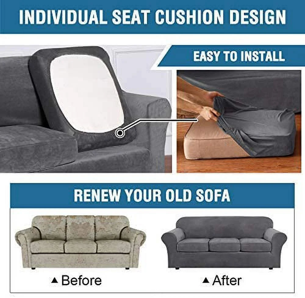 Gray Polyester Loveseat Slipcover X995570