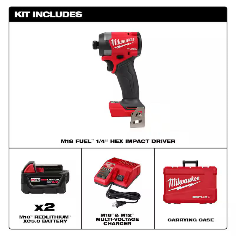 18V Cordless 1/4 in. Hex Impact Driver Kit with Batteries Charger Hard Case R399636