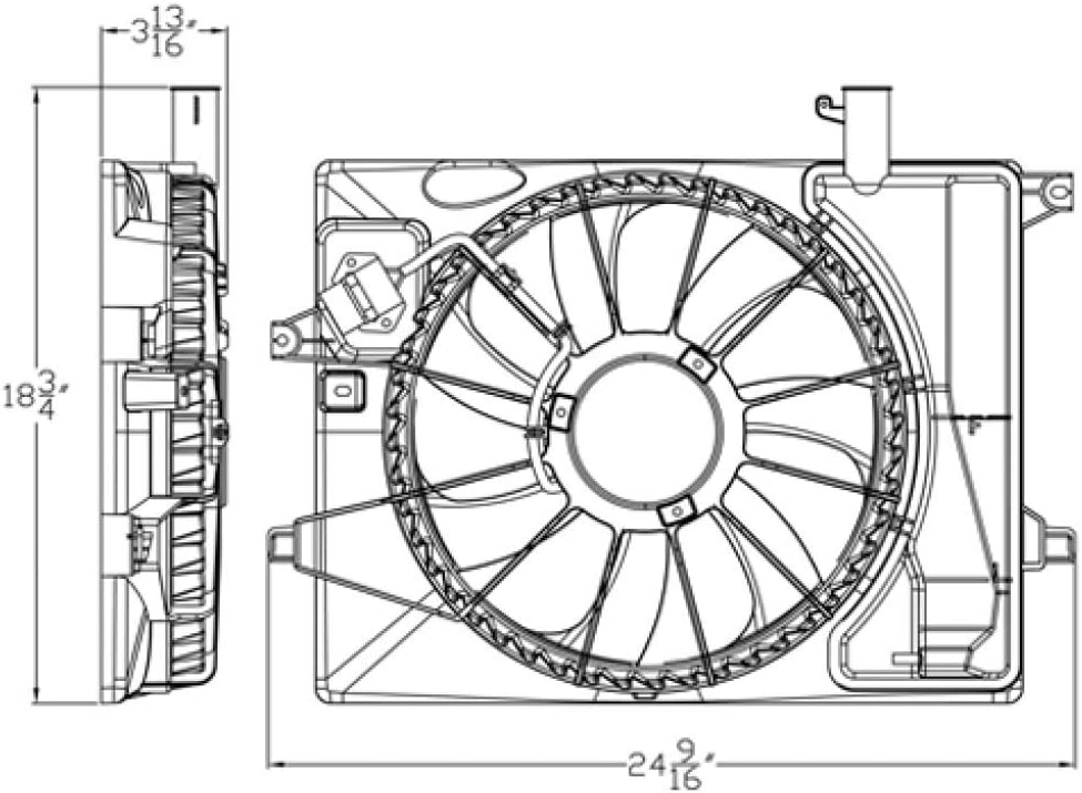 Radiator and A/C Condenser Fan Assembly 2014 2015 2016 O698