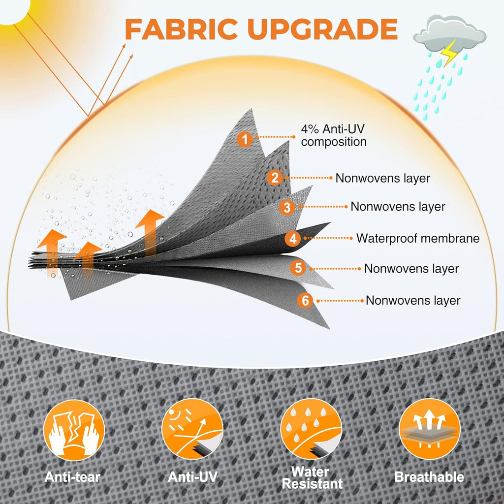 Heavy Duty 6 Layers 5th Wheel RV Cover Anti-UV Breathable Rip-Stop with 2Pcs Extra Straps & Gutter Spout Covers F5743