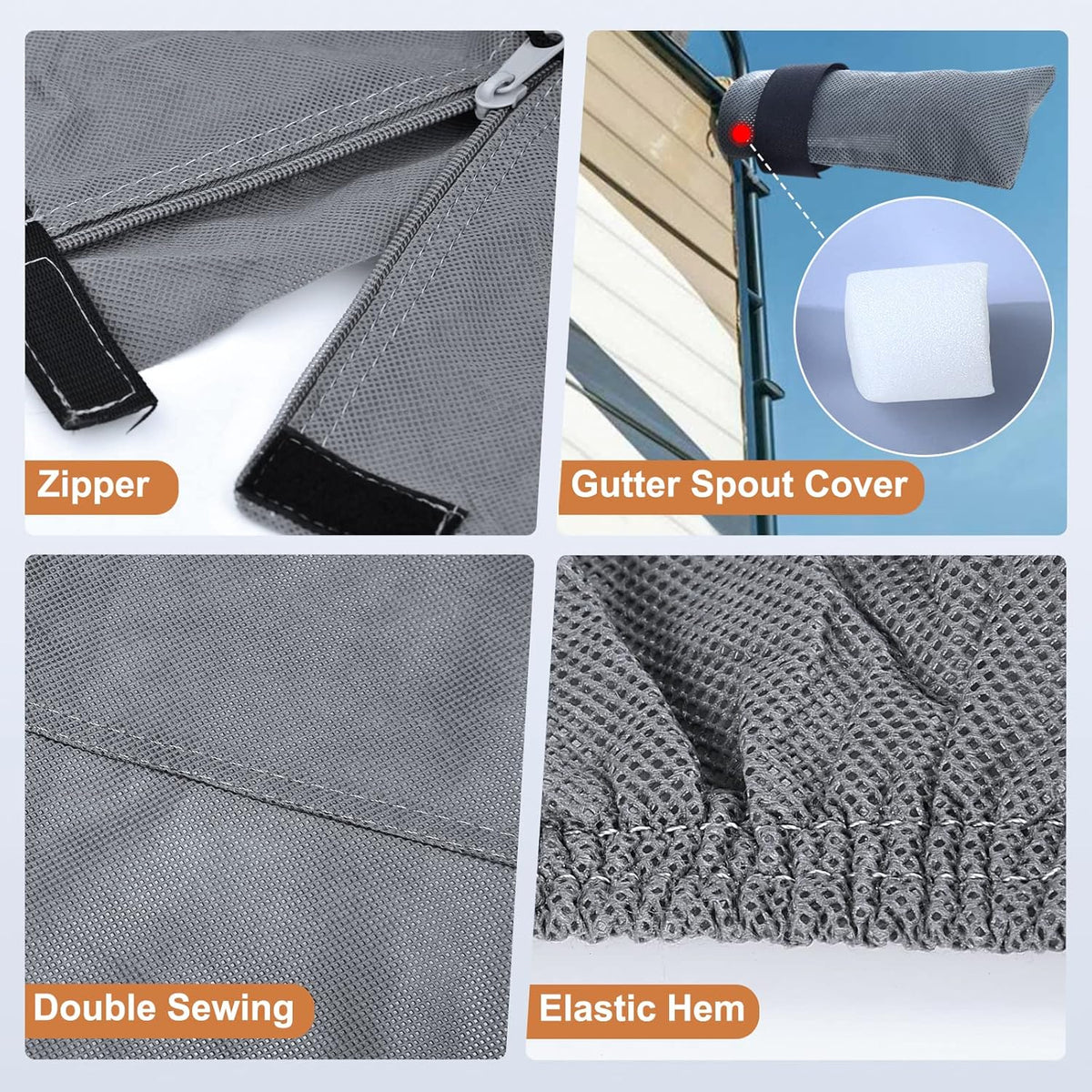Heavy Duty 6 Layers 5th Wheel RV Cover Anti-UV Breathable Rip-Stop with 2Pcs Extra Straps & Gutter Spout Covers F5743