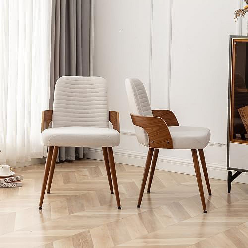 Beige Upholstered Dining Chairs with Metal Legs X379