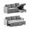 Light Gray Velvet Reversible Sectional Sofa with Storage Chaise I13725
