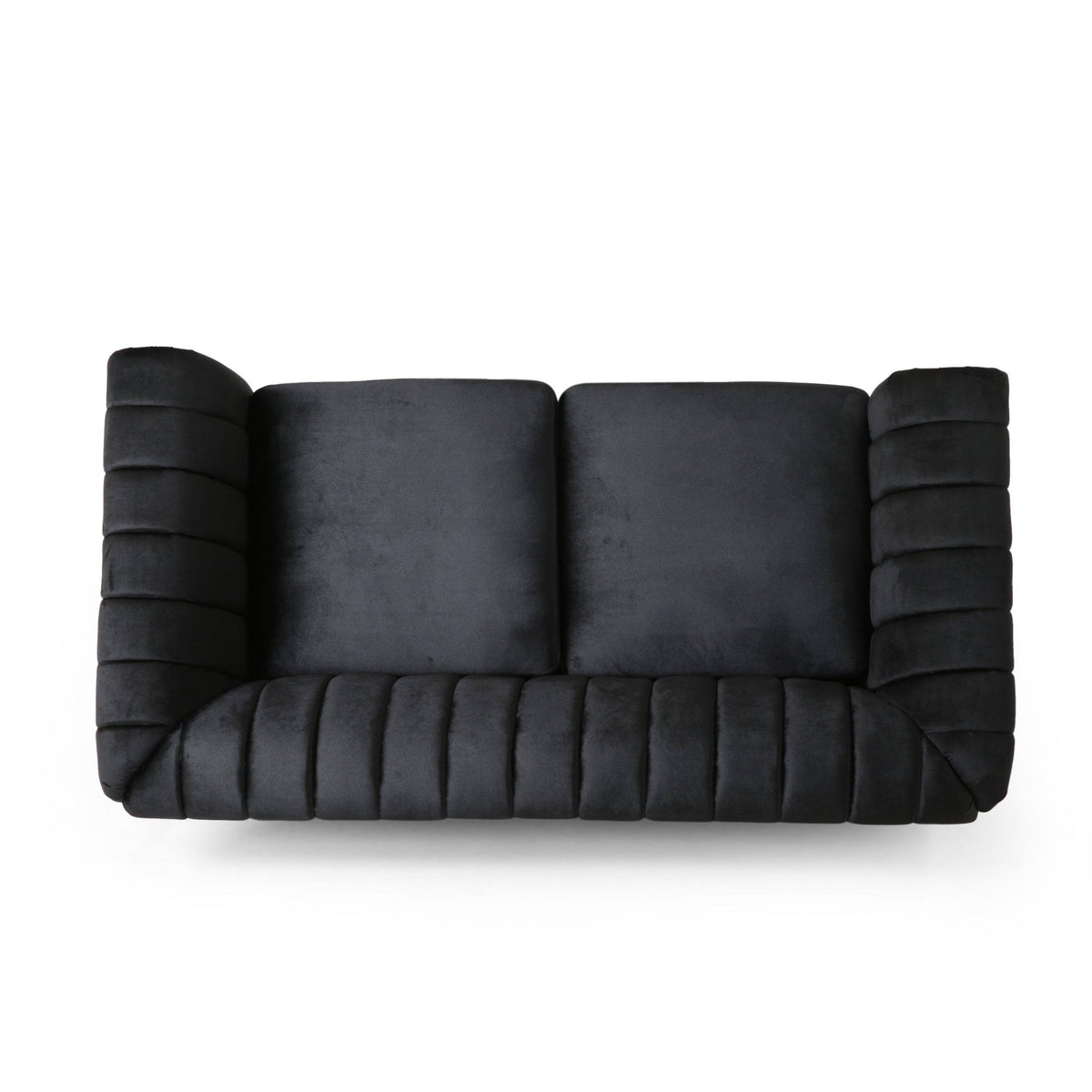 Modern Glam Channel Stitch Velvet Loveseat with Nailhead Trim G295158