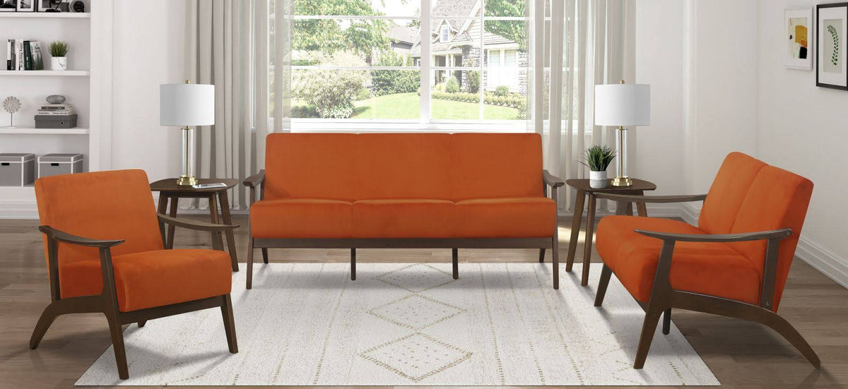 Orange Velvet Loveseat E225