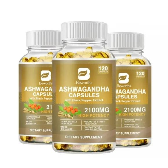 Organic Ashwagandha Capsules 2100mg 360 Softgels 3 Pack W35730