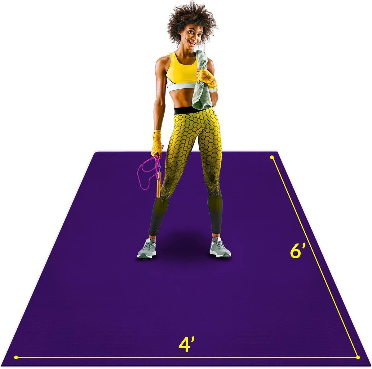Large Exercise Mat 6' x 4' x 7mm Non-Slip Rubber Workout Mat A466929
