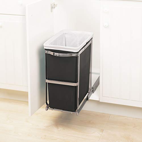Chrome 35 Liter Dual Compartment Recycling Bin and Trash Can D1169