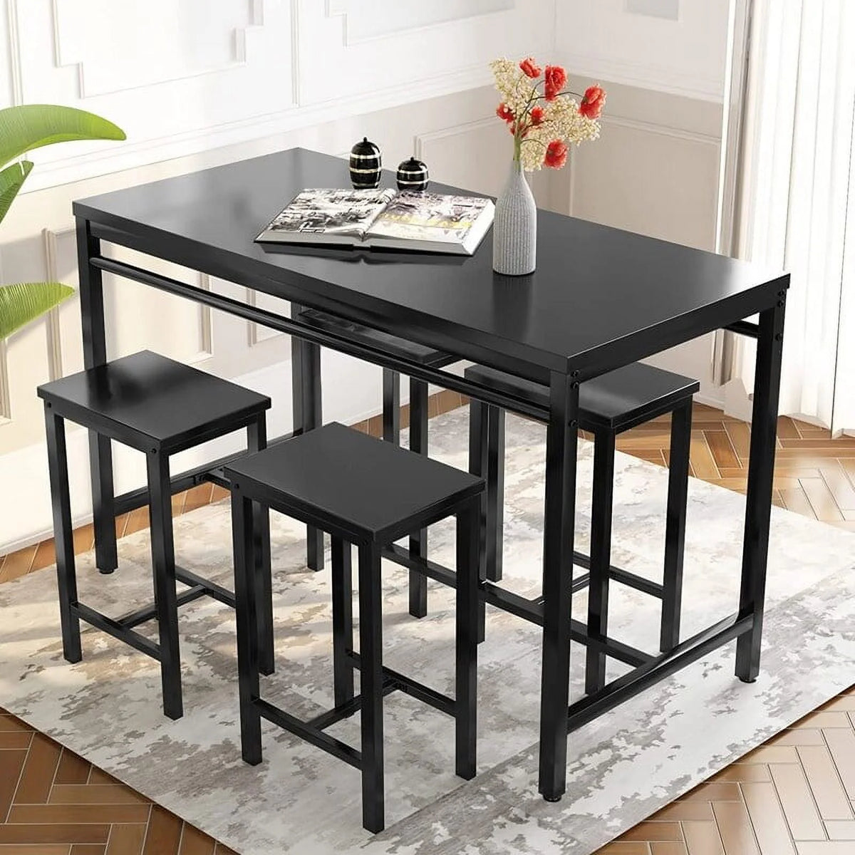 Farmhouse 5-Piece Metal and Wood Dining Set S3486
