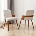 Beige Upholstered Dining Chairs with Metal Legs X379