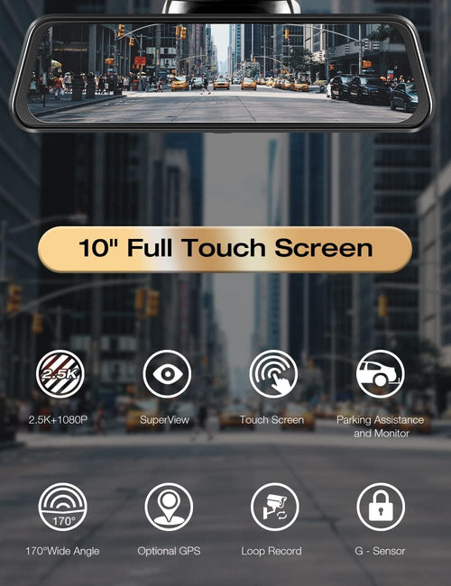 2.5K Mirror Dash Cam with Touch Screen K633
