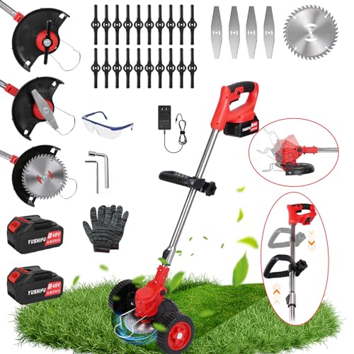 2x2.5Ah Battery Powered Grass Trimmer with Wheels H9522