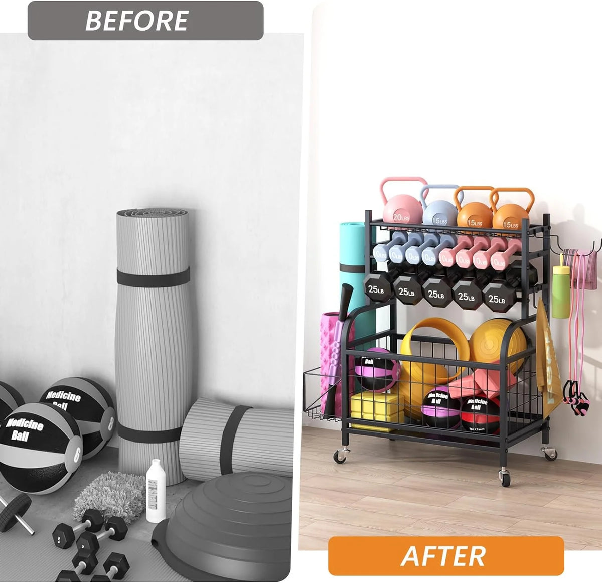 Multifunctional Removable Storage Rack for Kettlebells and Strength Training Equipment F932