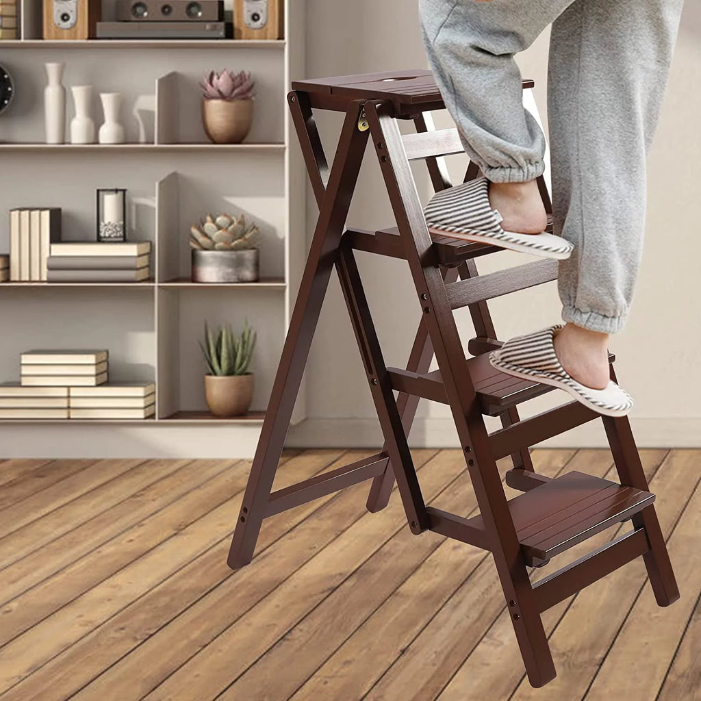 Wooden 4-Step Folding Ladder M218463