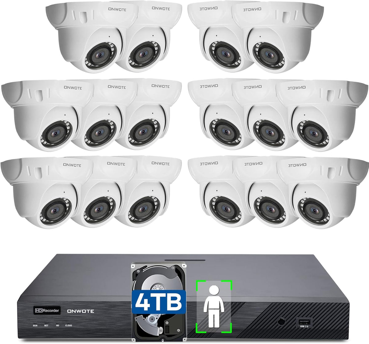 4K 16 Channel PoE Security Camera System 4TB W71802