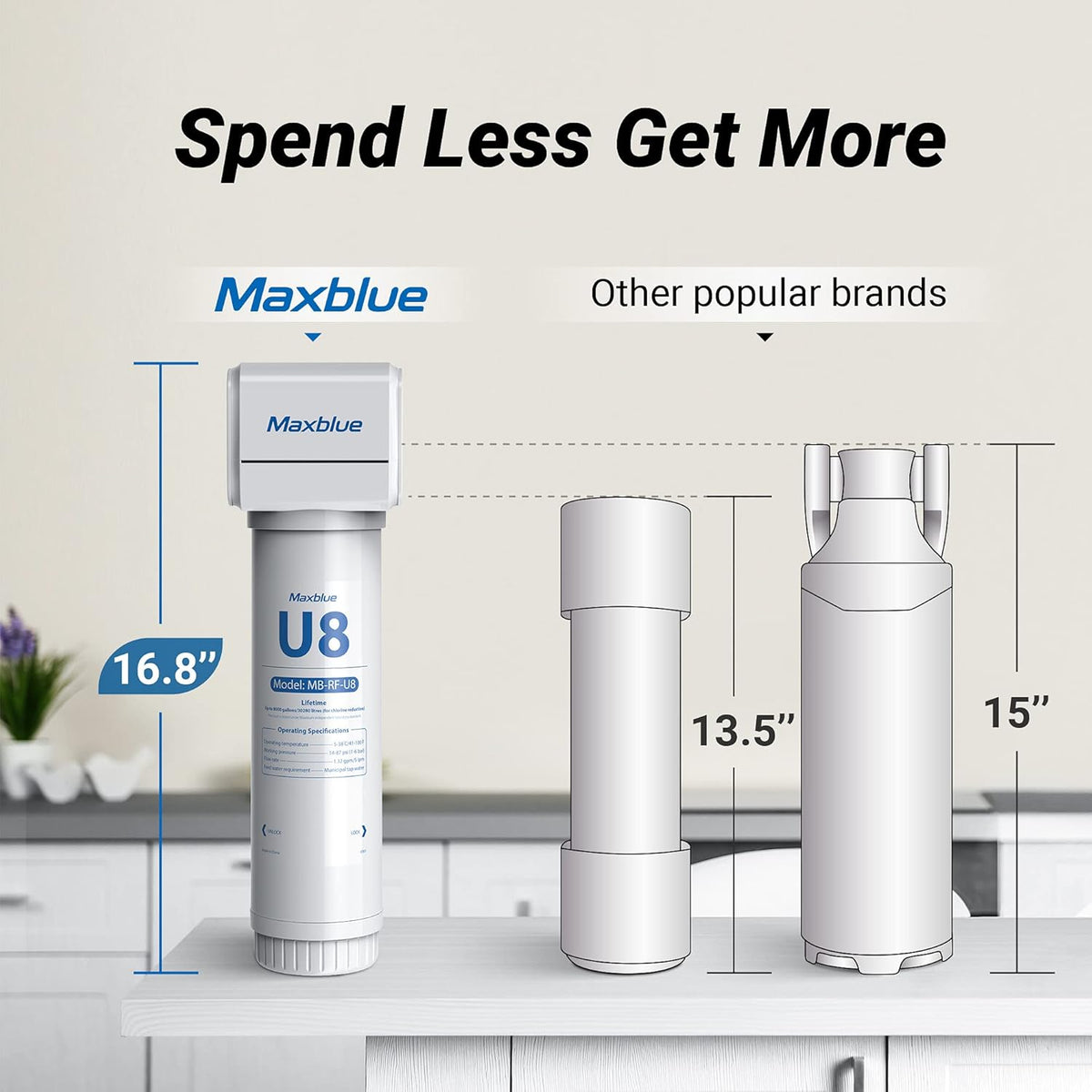 Under Sink Water Filter with Brushed Stainless Steel Faucet E5713