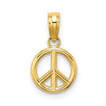 14k Solid Gold Peace Symbol Pendant Necklace L58498