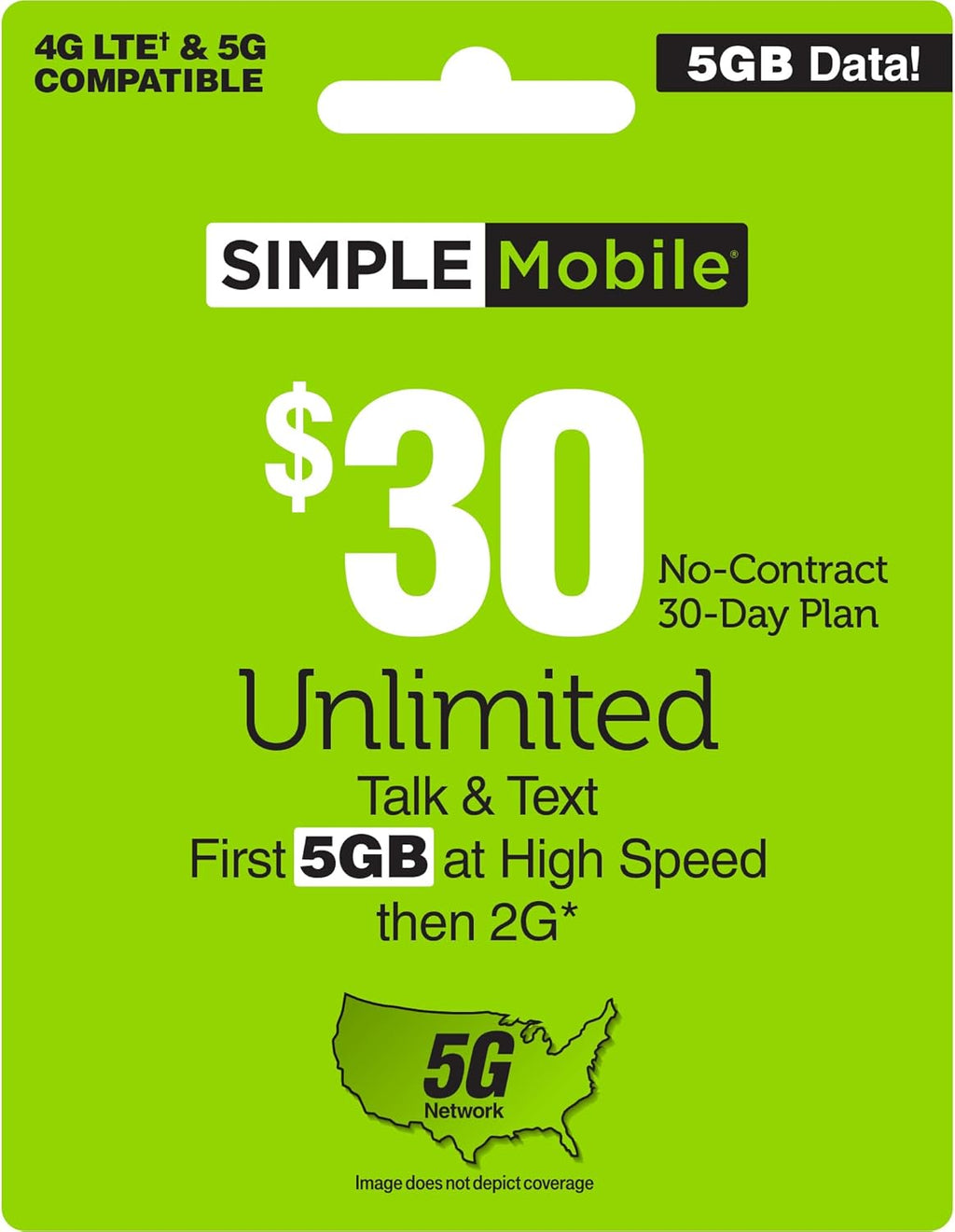 $30 5 GB Data, Unlimited Talk & Text Plan S2155