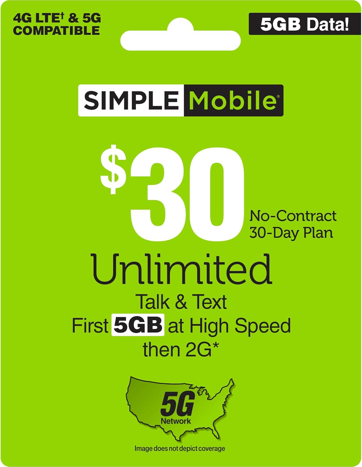 $30 5 GB Data, Unlimited Talk & Text Plan S2155