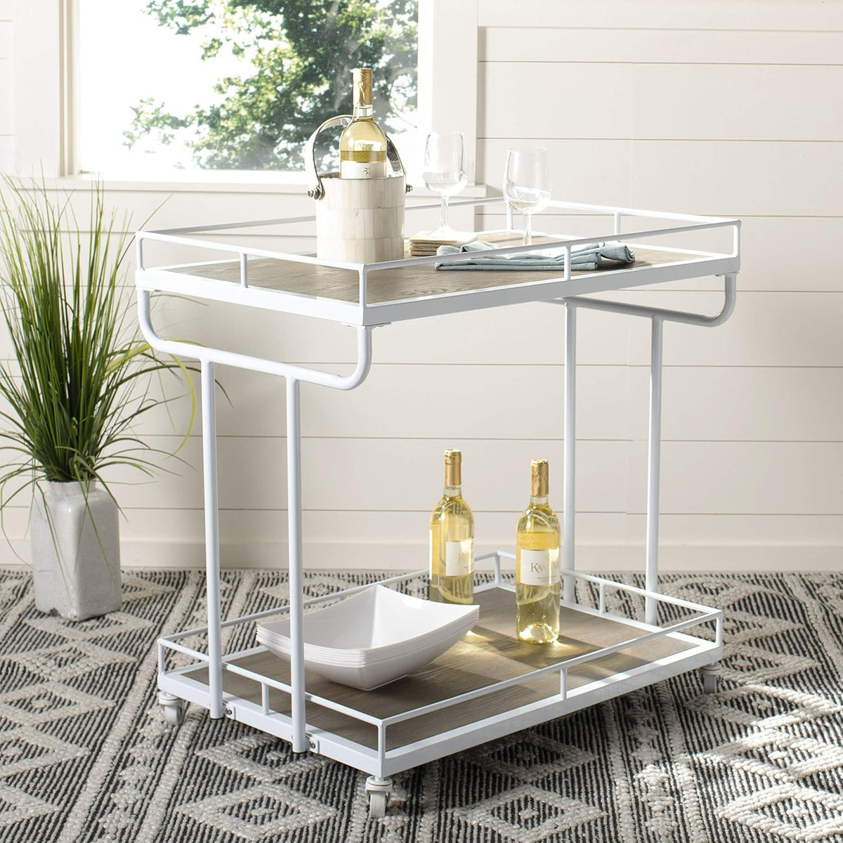 Rustic Oak/White Bar Cart X700157