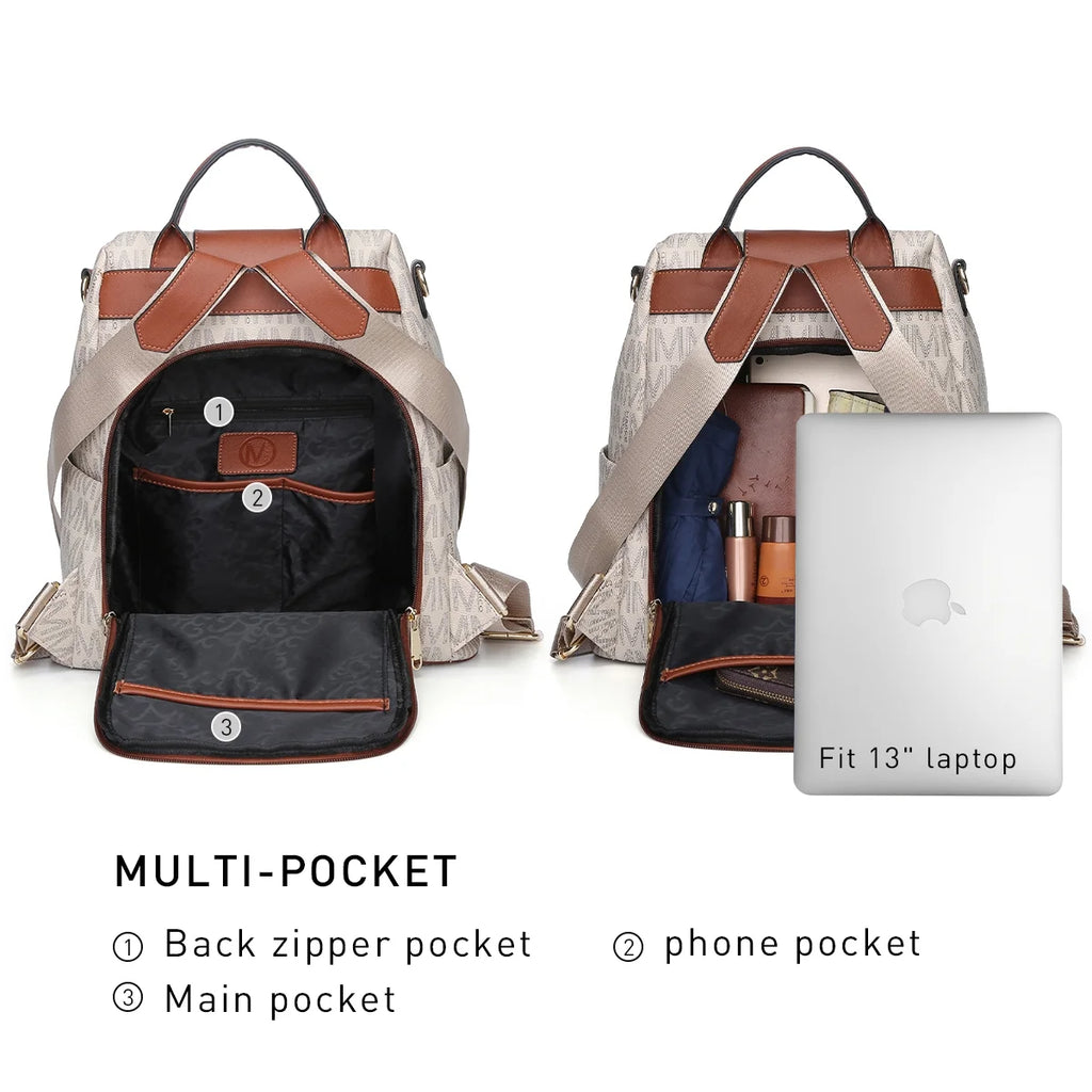 Anti-Theft Travel Backpack and Purse Wallet Set 2pcs P2683