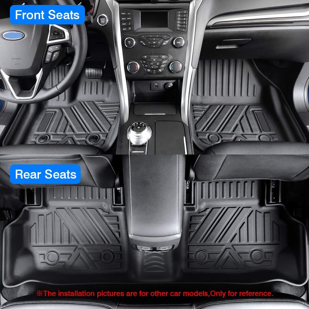 Custom Fit All Weather Floor Mats 1st & 2nd Row Black Non-Slip R6210