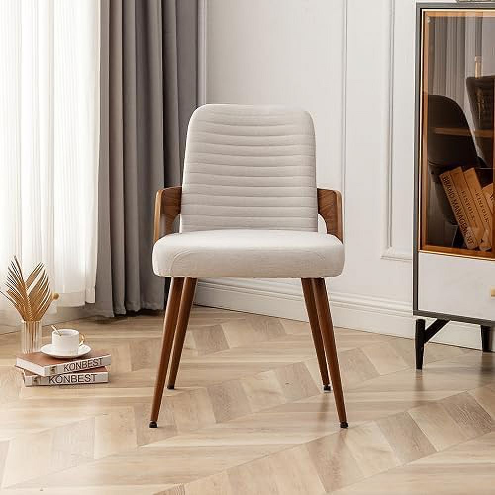 Beige Upholstered Dining Chairs with Metal Legs X379
