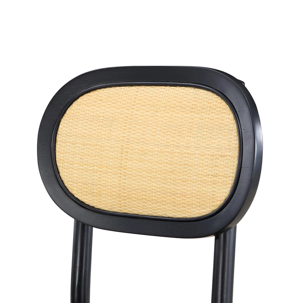 Black Rattan and Solid Wood Dining Chairs M448728