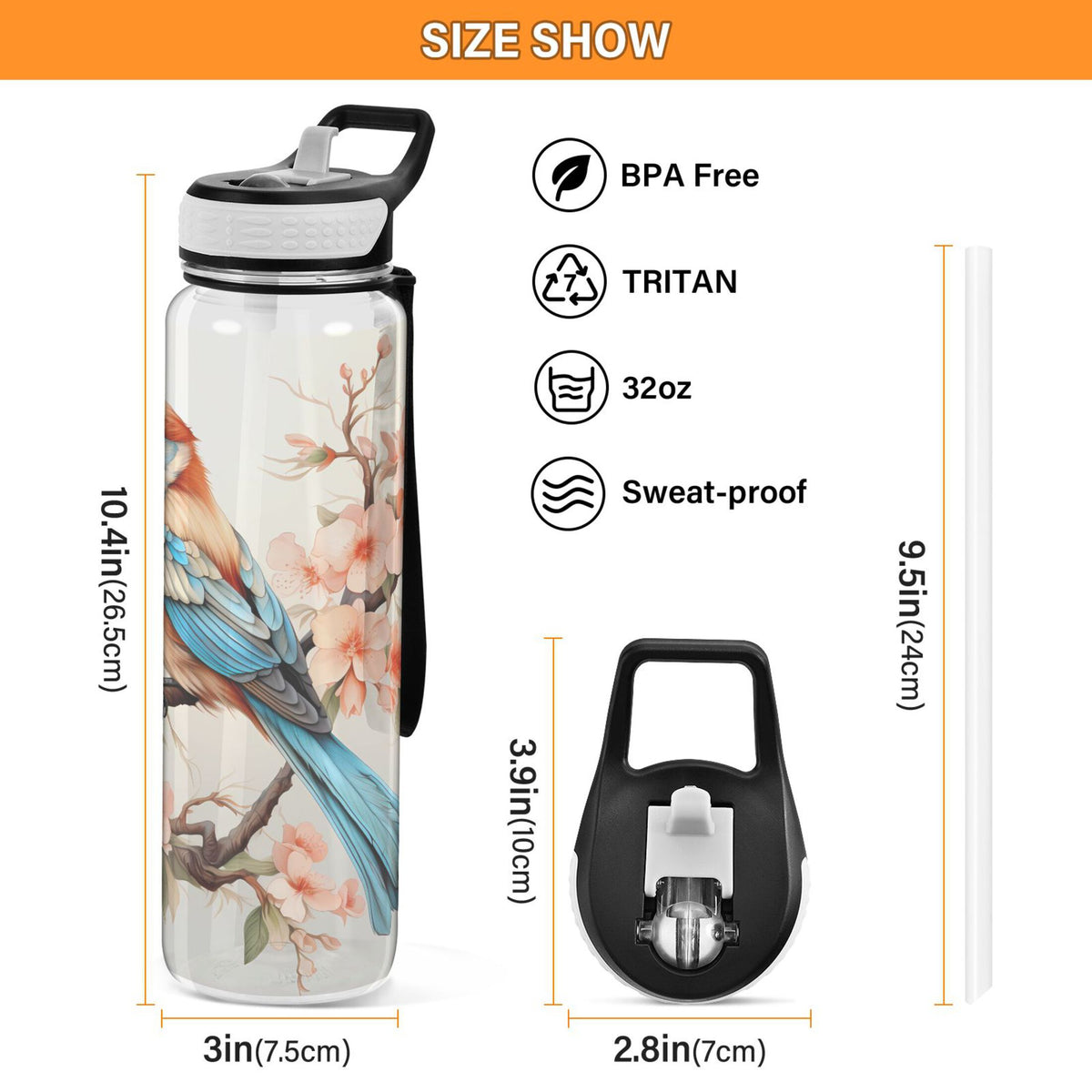 32oz Tritan Sports Water Bottle with Straw Q672100