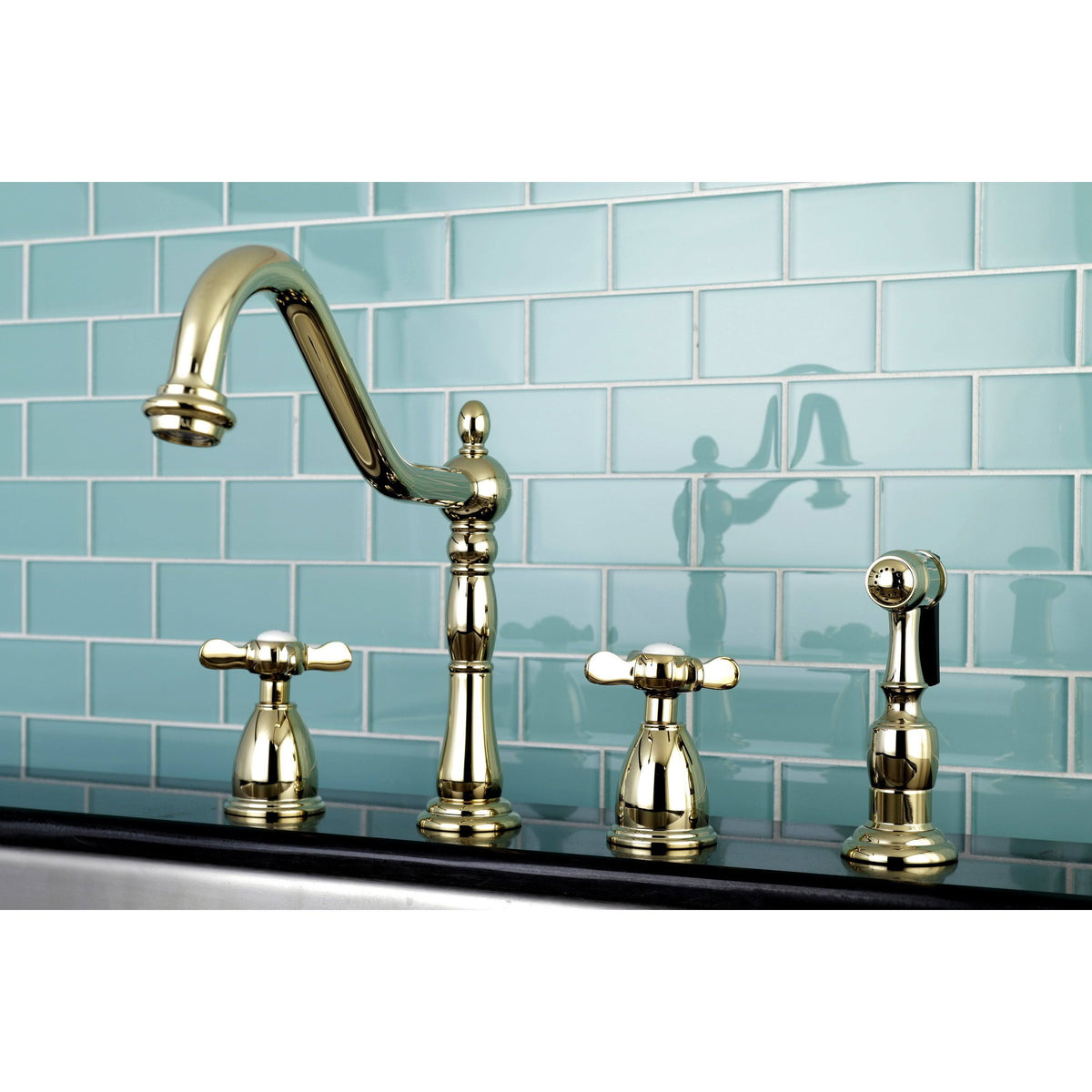 Silver Kitchen Faucet with Side Sprayer U73771