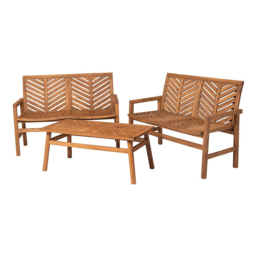 3-Piece Acacia Wood Patio Loveseat Chat Set S6529