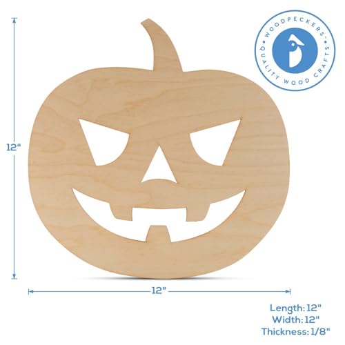 12-inch 1/8 inch Thick Pack of 5 Wooden Pumpkins P155436