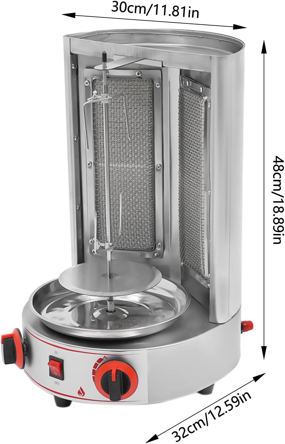 Stainless Countertop Gas Vertical Broiler Rotisserie Grill with 2 Burners A238