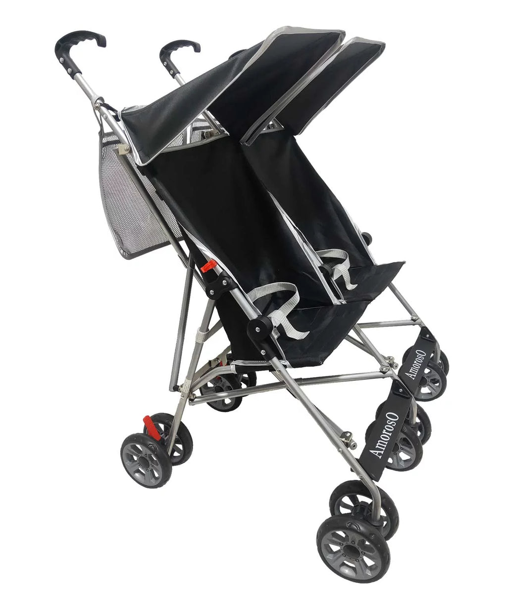 Black EVA Wheel Double Umbrella Stroller X13655