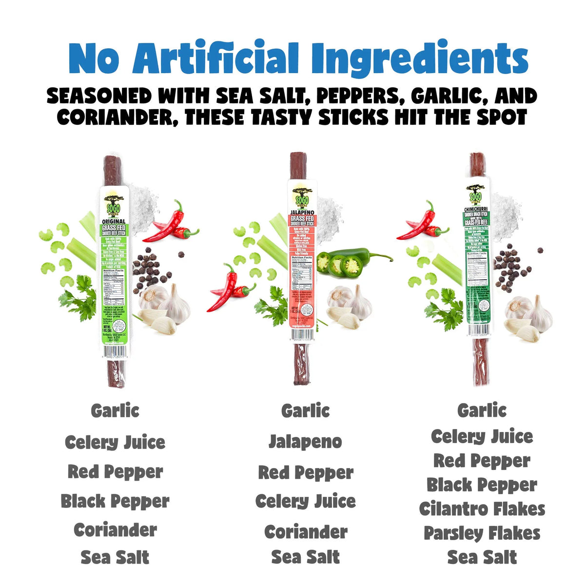 No Sugar Grass-fed Non-GMO Beef Sticks Variety Pack (12-Count, 1-oz) A67363