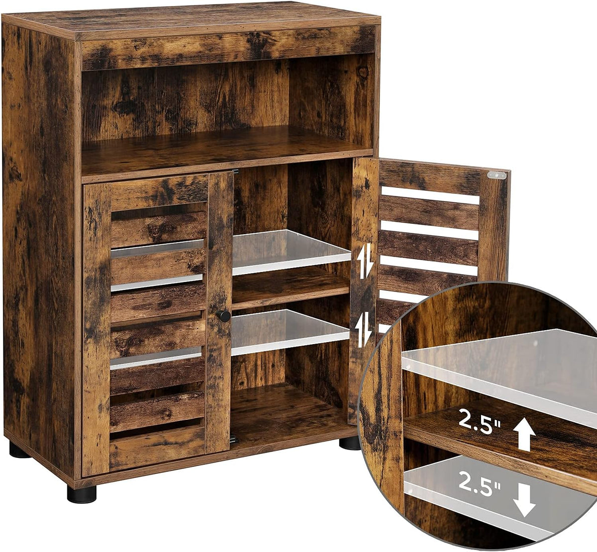 Bathroom Storage Cabinet with Louvered Doors and Adjustable Shelf R1698