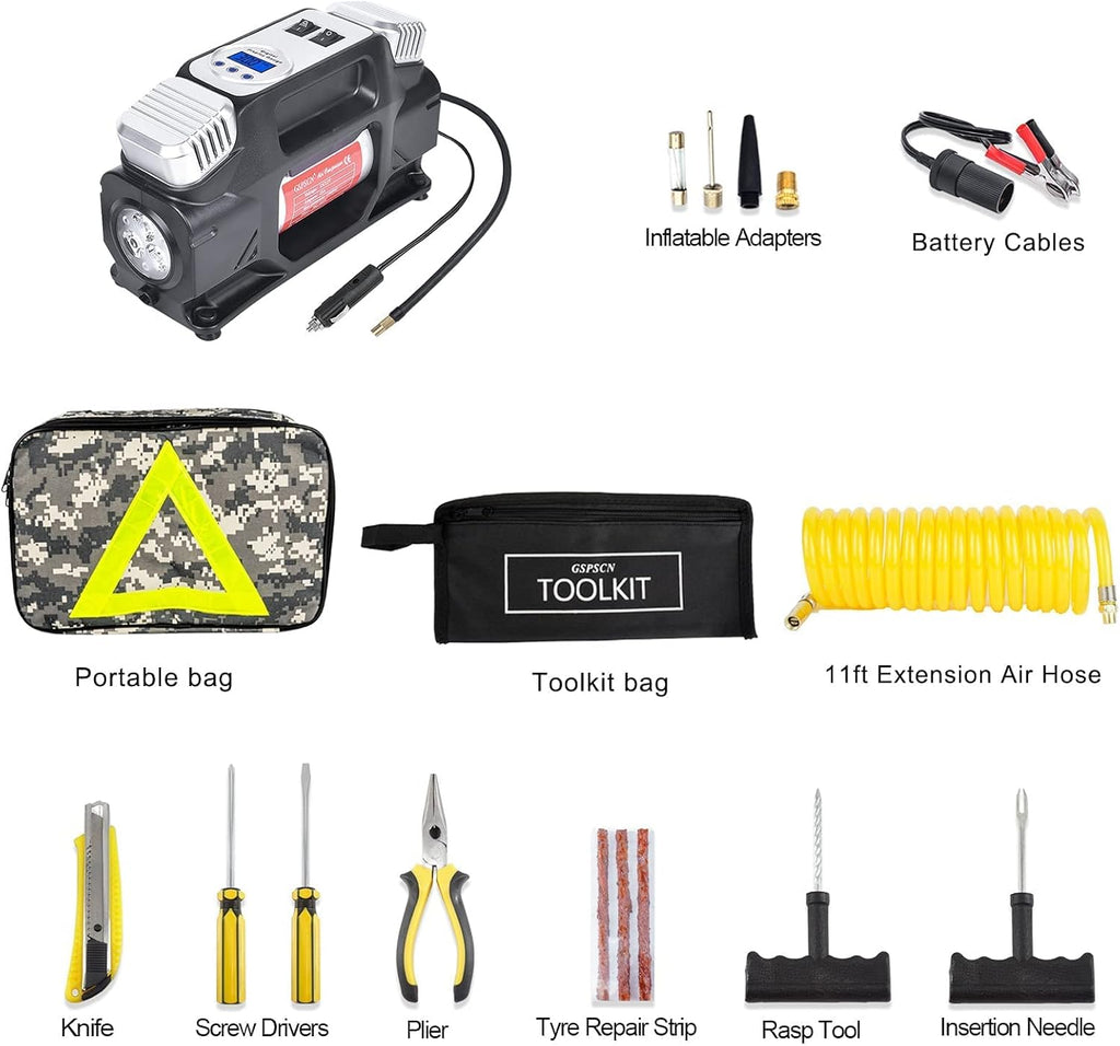 Portable Heavy Duty 12V Air Compressor Pump with Digital Gauge R85025