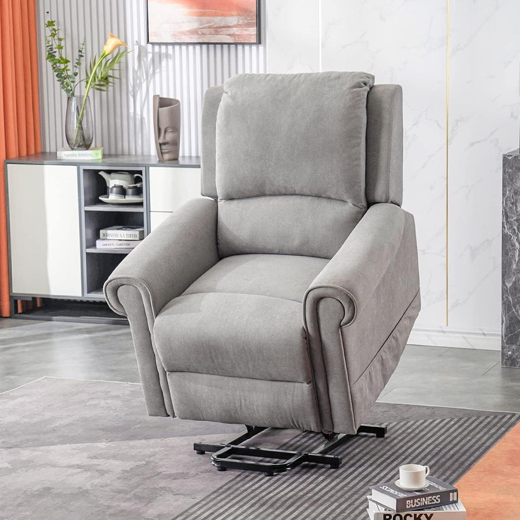 Light Camel Fabric Power Lift Recliner Chair with Massage and Heat G80844