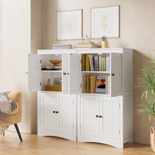 43" White Kitchen Pantry Cabinet with Adjustable Shelves F299