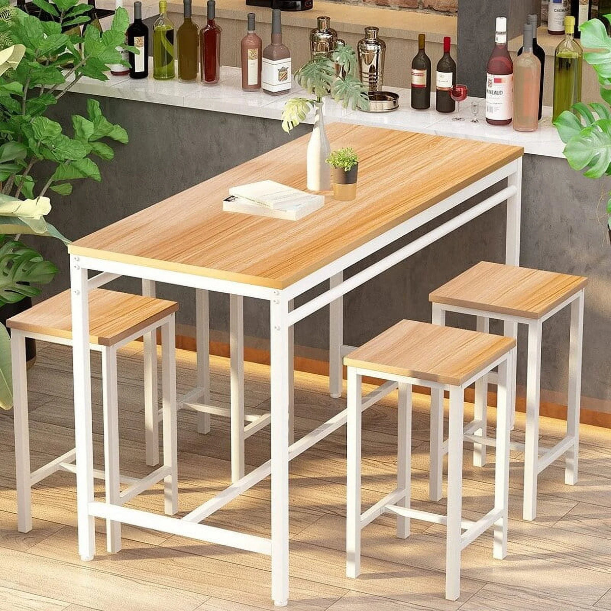 Farmhouse 5-Piece Metal and Wood Dining Set S3486